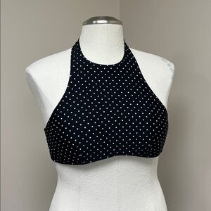 Express Swim retro halter swim top black and white polka dots L